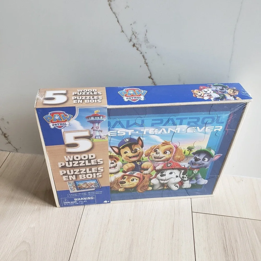 Paw Patrol Wood Puzzle 5-piece Jigsaw Chase Marshall‎ Skye Set Storage Tray Gift